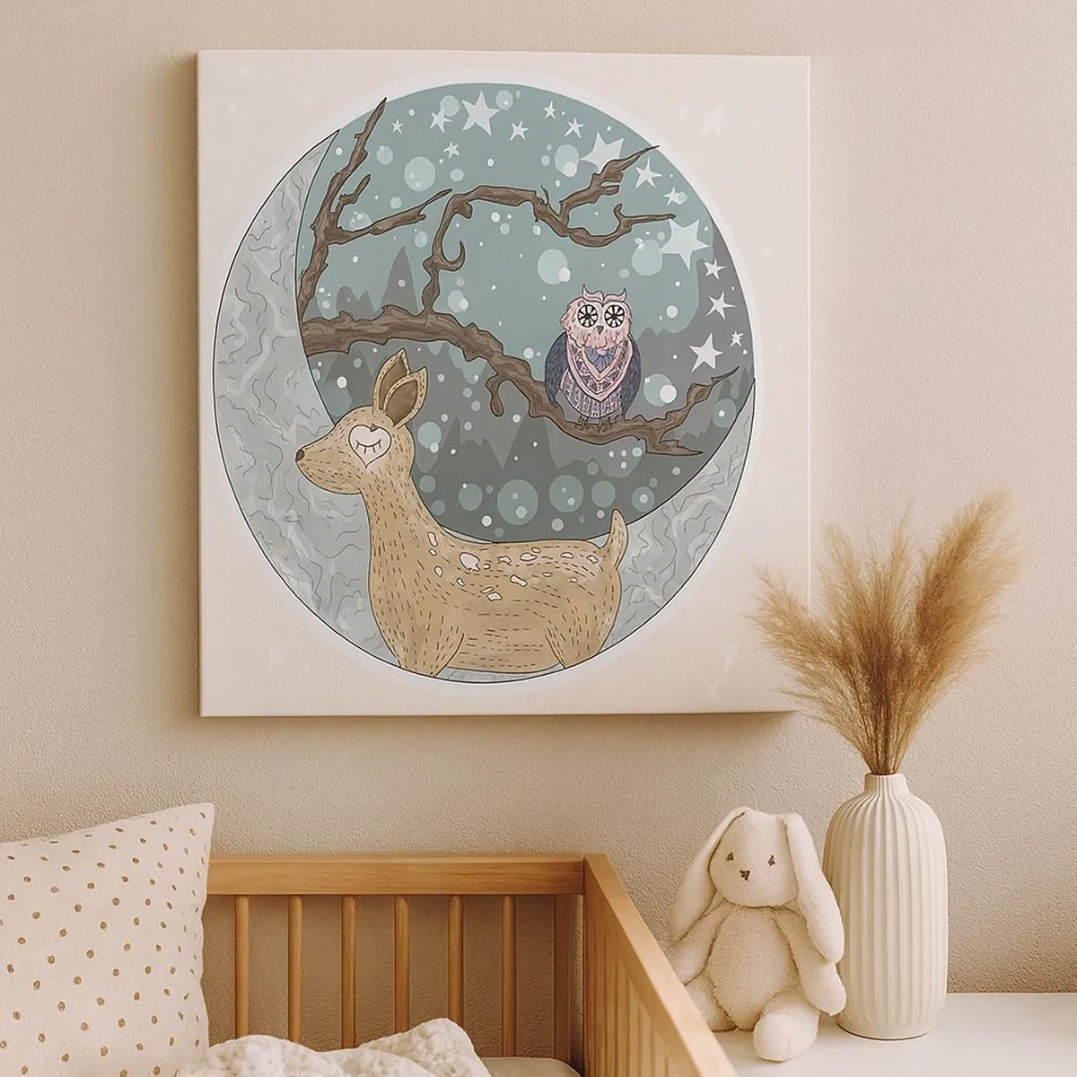 Obraz na plátně - Pohádková, lesní noc - 30x30 cm