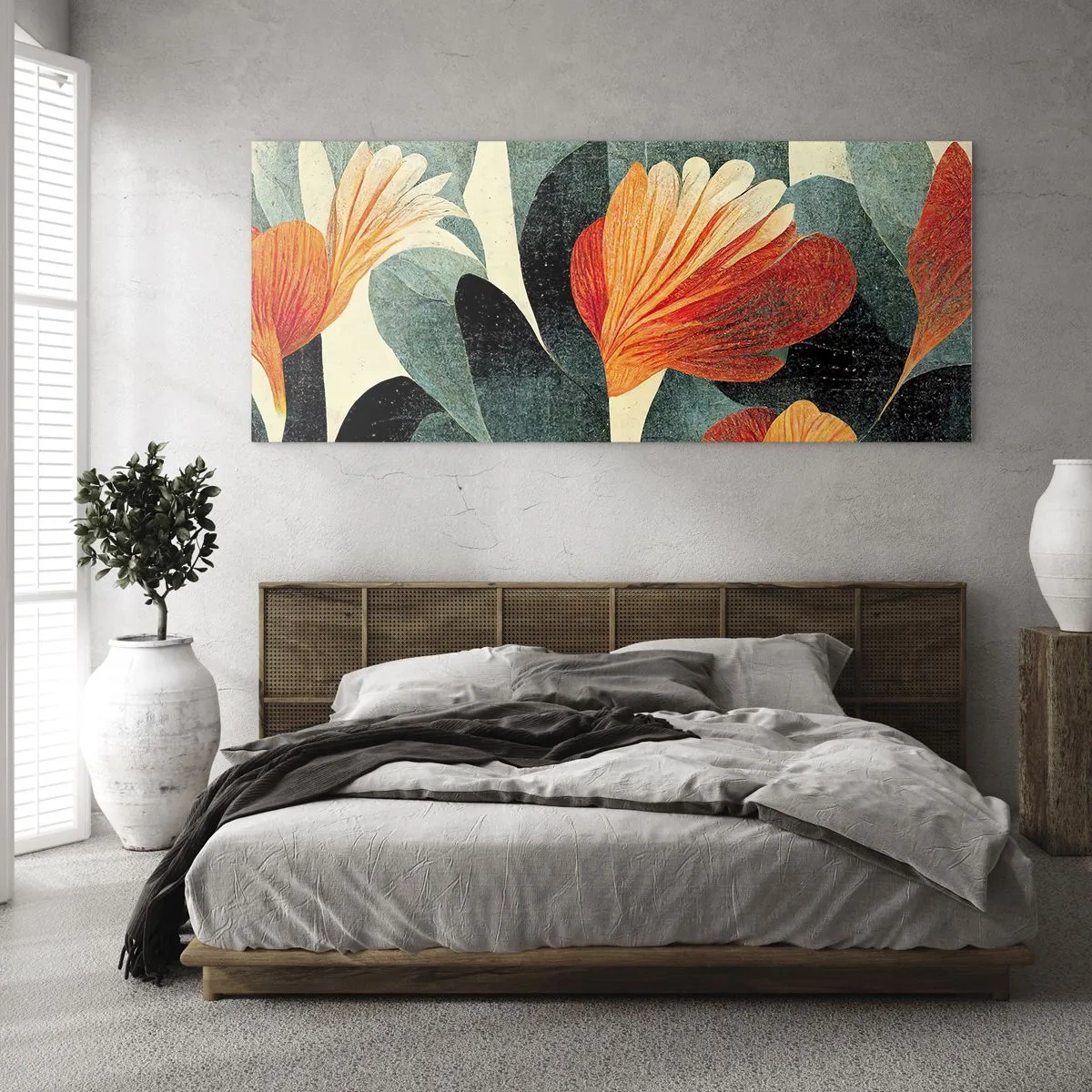 Obraz na skle - Tropické horko a chlad zeleně - 100x40 cm