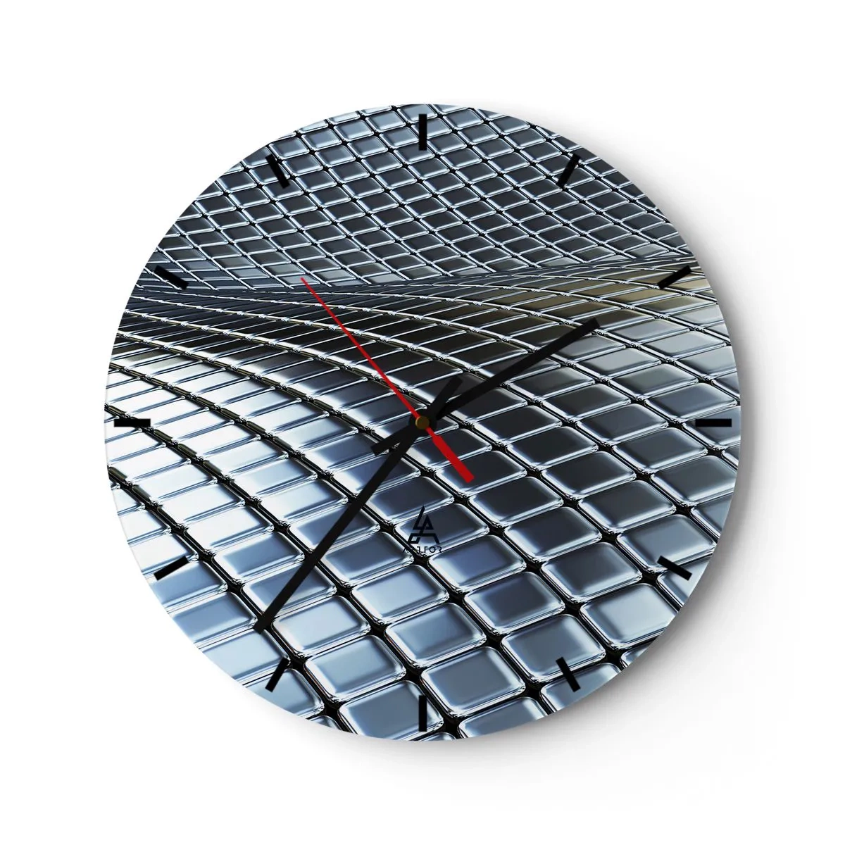 Nástěnné hodiny - Kovová stříbrná vlna - 40x40 cm