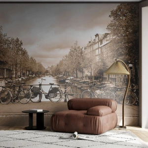 Fototapeta Premium Sand - Nizozemské klima - Město, Amsterdam, Jízdní kolo - 150x105 cm