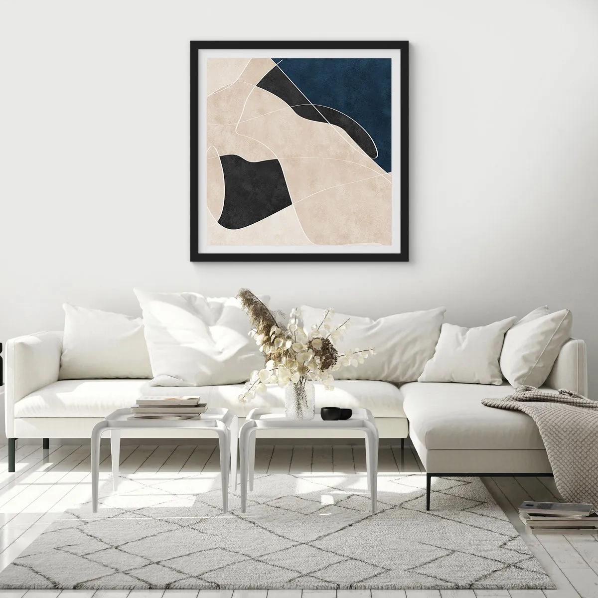 Plakát v černém rámu - Abstraktní kompozice – kontrast barev - 30x30 cm