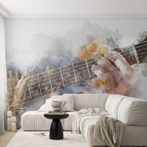 Fototapeta Premium Sand - Poezie mezi strunami - Hudba, Kytara, Grafika - 100x70 cm