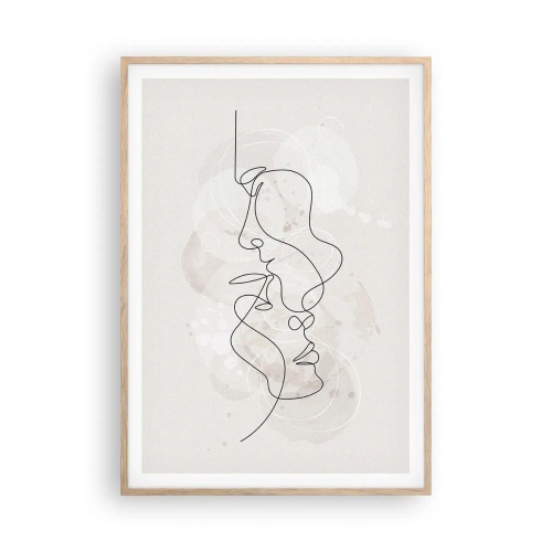 Plakát v rámu světlý dub - Zamotaní v objetí - 70x100 cm