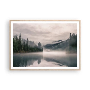 Plakát v rámu světlý dub - V zamyšlení, v mlze - 100x70 cm