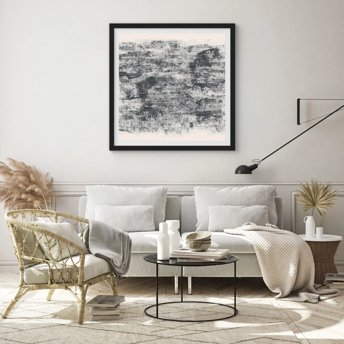 Plakát v černém rámu - Mlžná kompozice - 60x60 cm