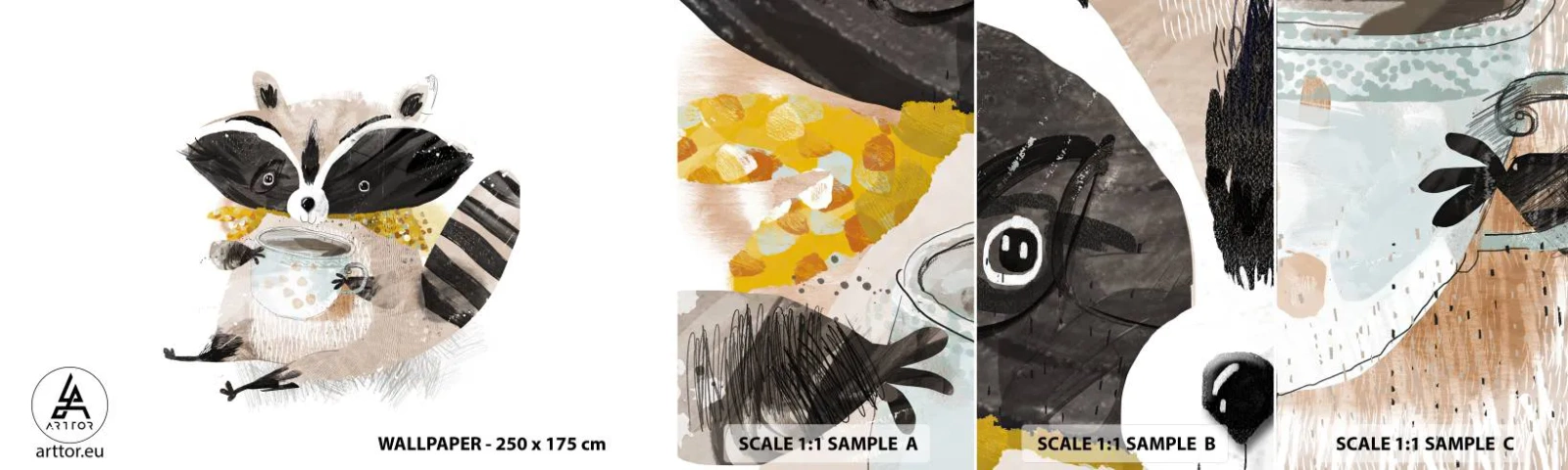 Vzor Fototapety Samolepicí Deluxe Sticker - Můj přítel mýval - Pro děti, Mýval, Grafika - 100x30 cm