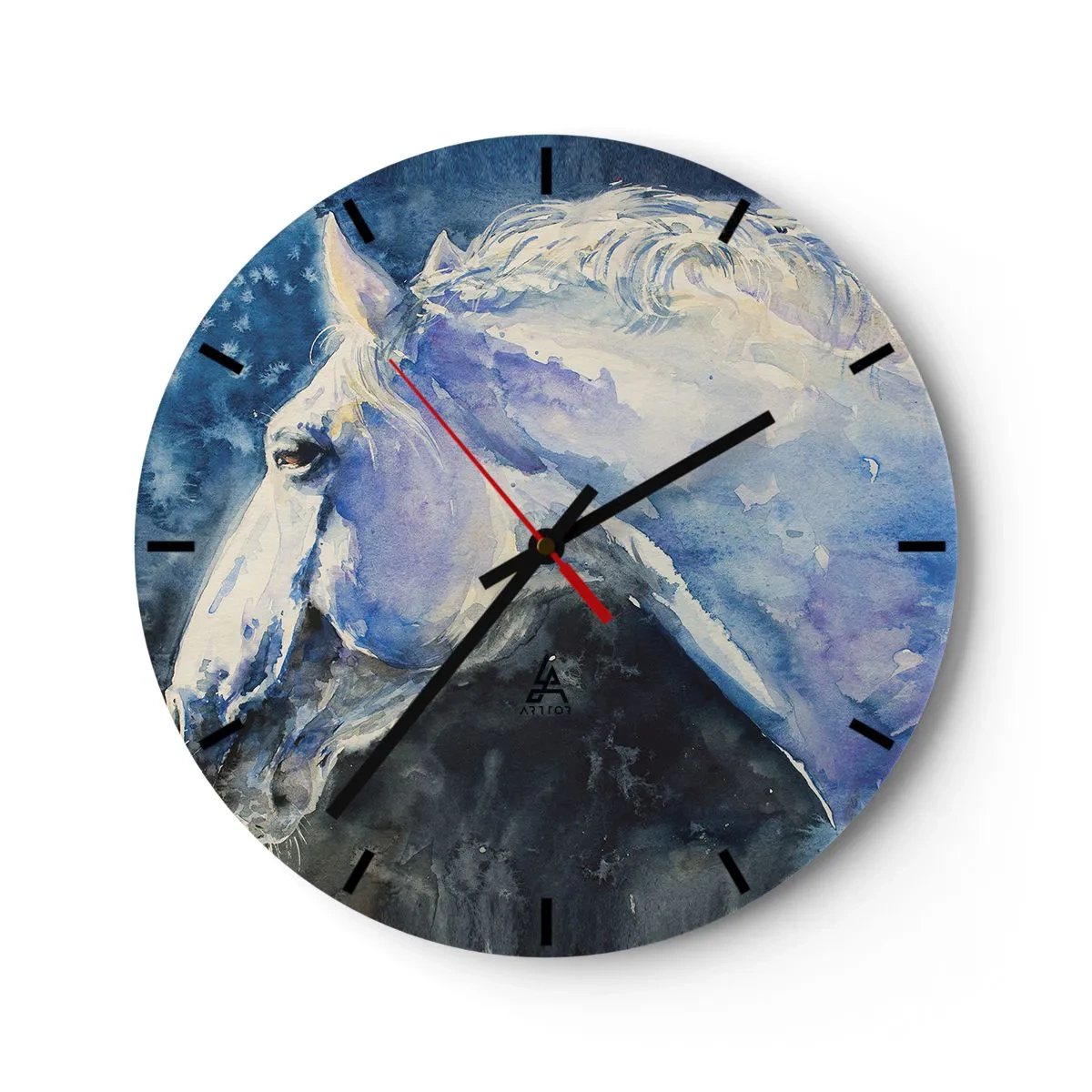 Nástěnné hodiny - Portrét v modré záři - 40x40 cm
