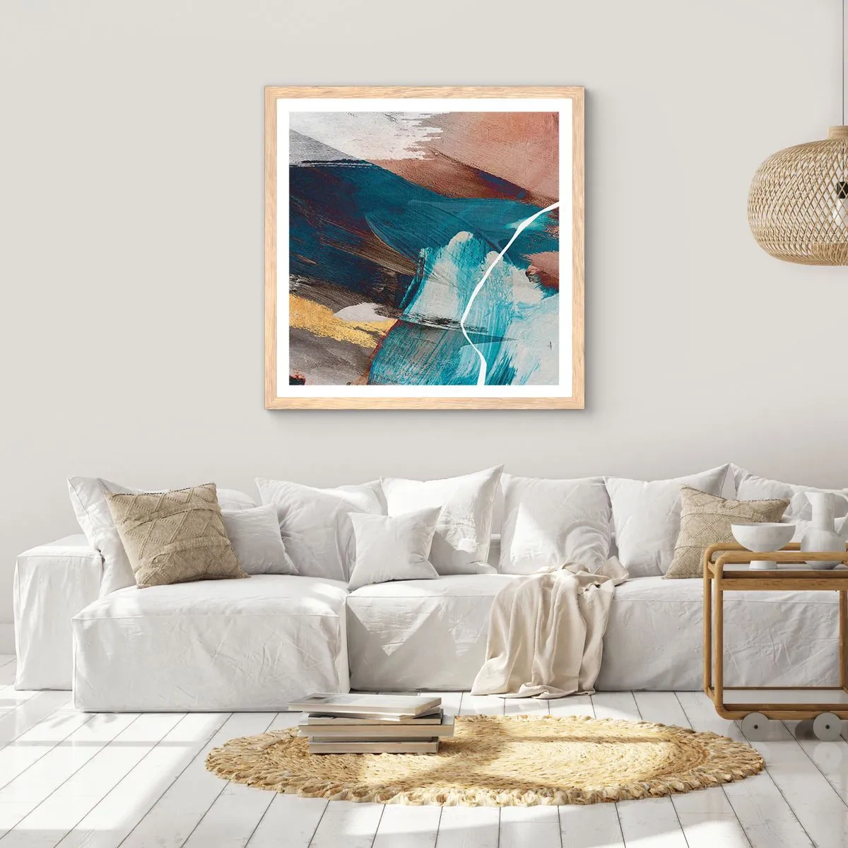 Plakát v rámu světlý dub - Na plno a s energií - 40x40 cm
