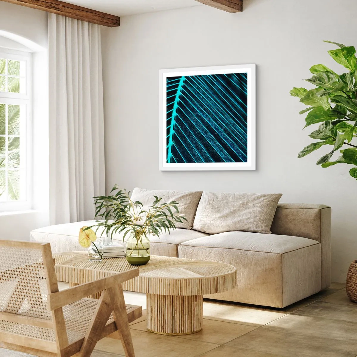 Plakát v bílém rámu - Textura zeleně - 30x30 cm