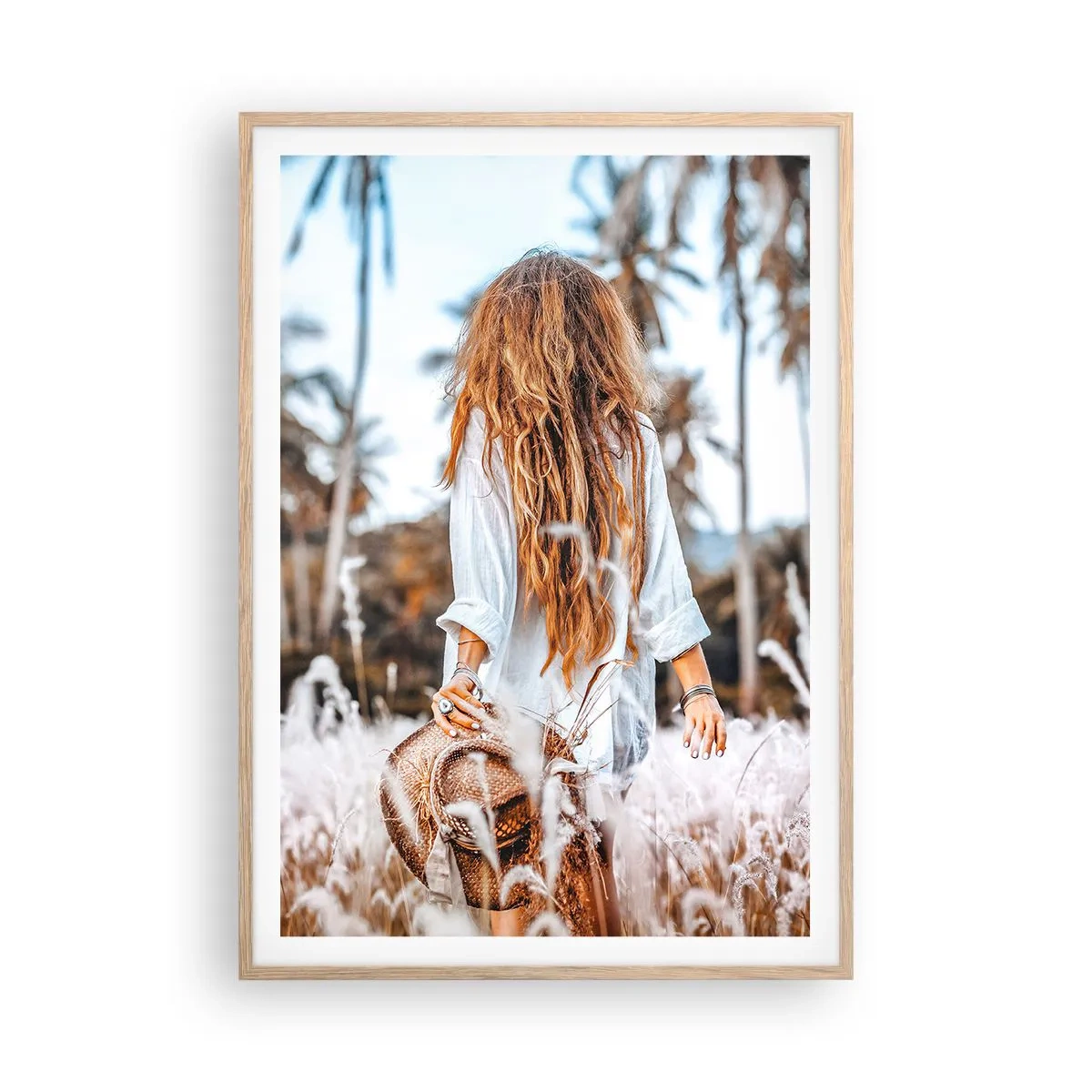 Plakát v rámu světlý dub - Zrozená z travní chmýří - 70x100 cm