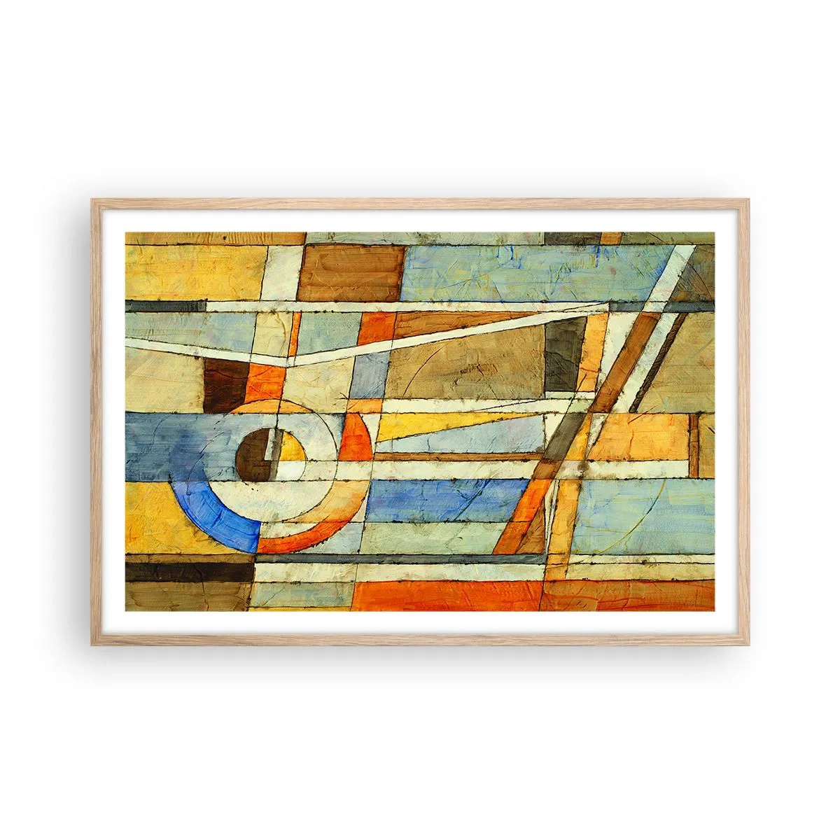 Plakát v rámu světlý dub - Kubismus na stavbě - 91x61 cm