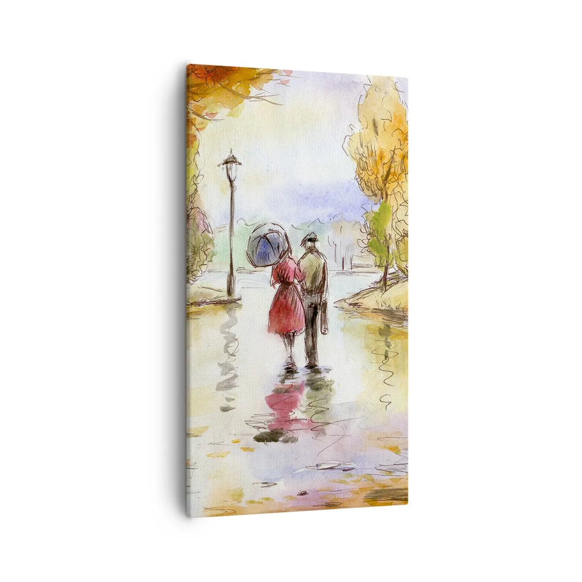 Obraz na plátně - Romantický podzim v parku - 55x100 cm