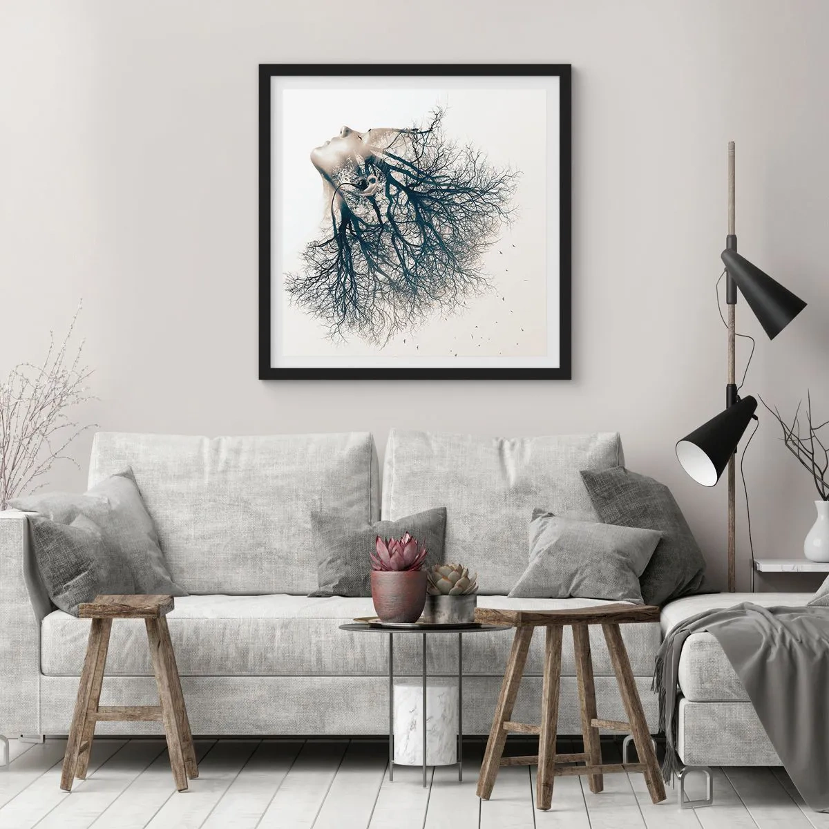 Plakát v černém rámu - Okouzlená šepotem stromu - 50x50 cm