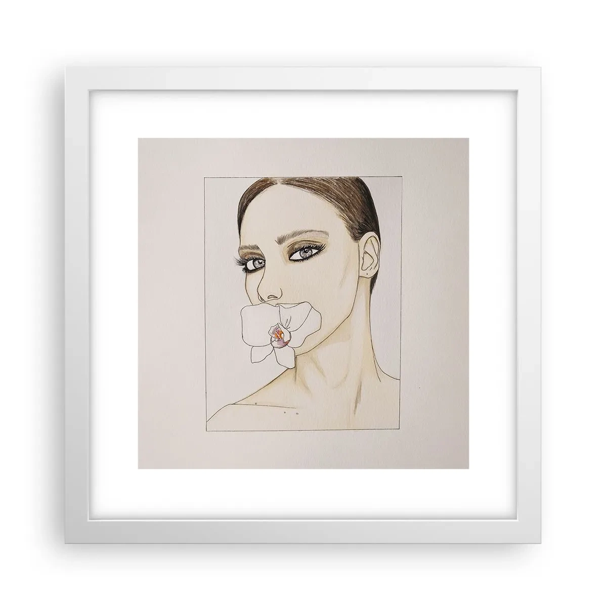 Plakát v bílém rámu - Symbol elegance a krásy - 30x30 cm