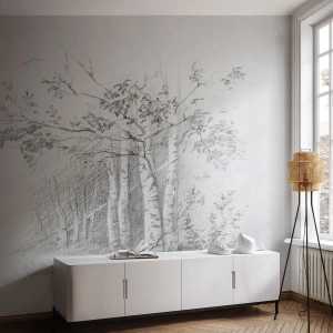 Fototapeta Premium Canvas - Světlo březového lesa - Les, Bříza, Stromy - 300x210 cm