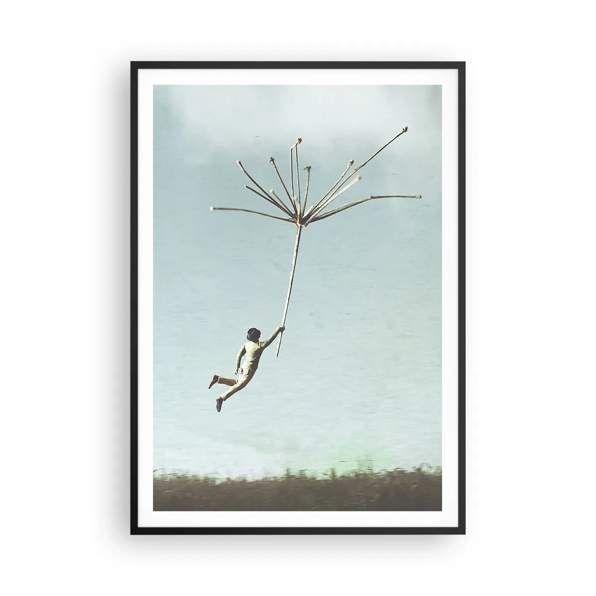 Plakát v černém rámu - Letající pampeliška - 70x100 cm