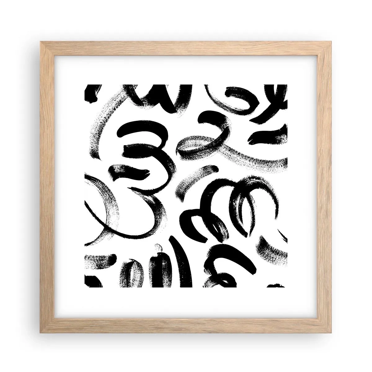 Plakát v rámu světlý dub - Černé na bílém - 30x30 cm