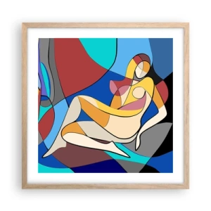 Plakát v rámu světlý dub - Kubistický akt - 50x50 cm