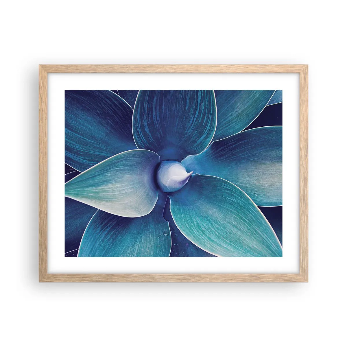 Plakát v rámu světlý dub - Namodralý od nebe - 50x40 cm