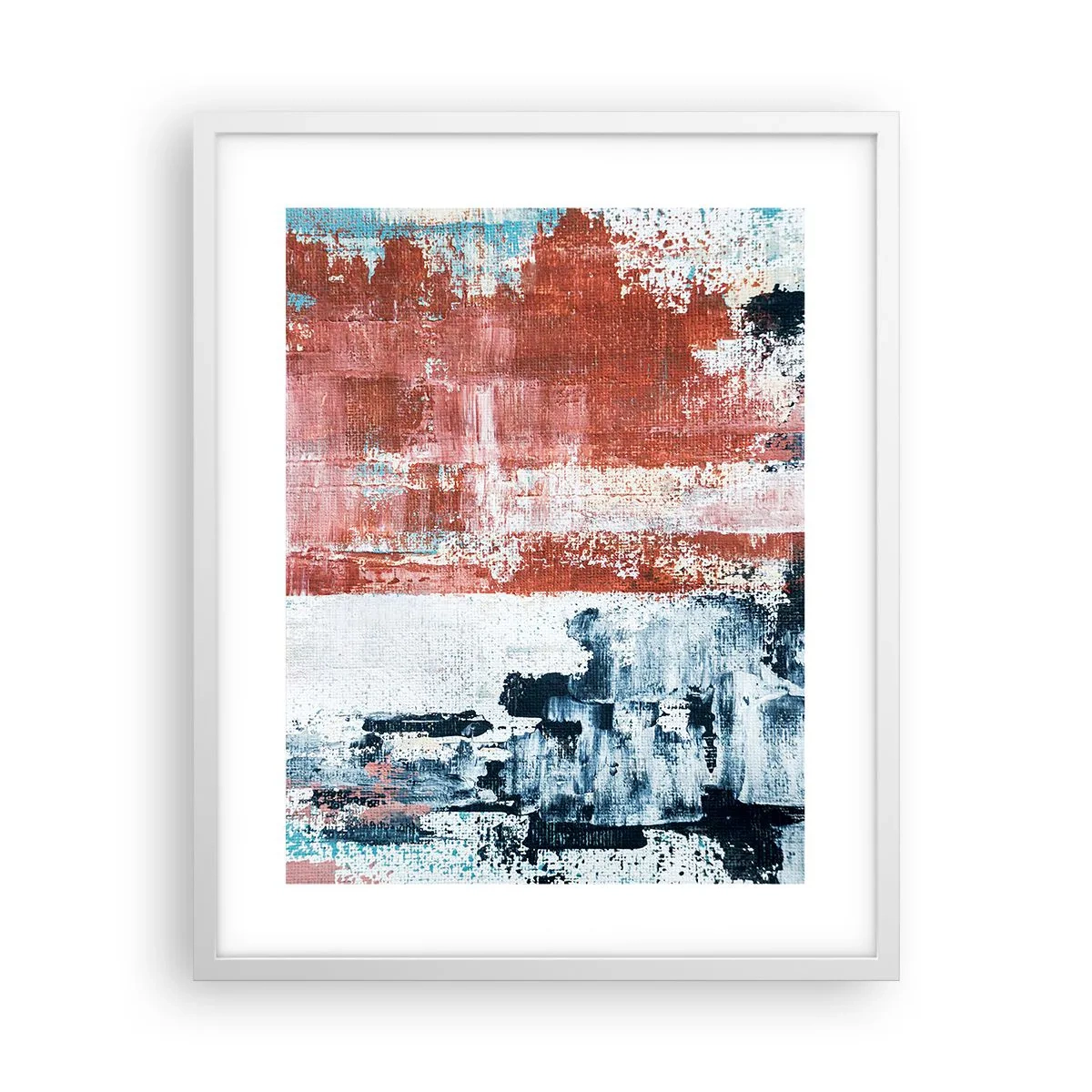 Plakát v bílém rámu - Abstraktní půl na půl - 40x50 cm