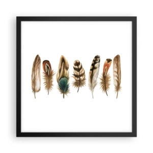 Plakát v černém rámu - Opeřená variace - 40x40 cm