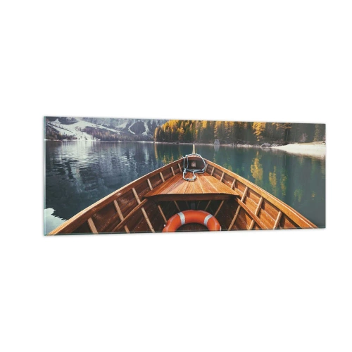 Obraz na skle - Horská túra - 140x50 cm