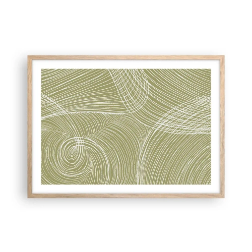 Plakát v rámu světlý dub - Mistrovská abstrakce v bílé - 70x50 cm