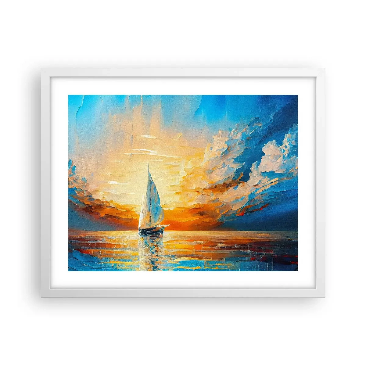 Plakát v bílém rámu - Plavba ve zlatě - 50x40 cm
