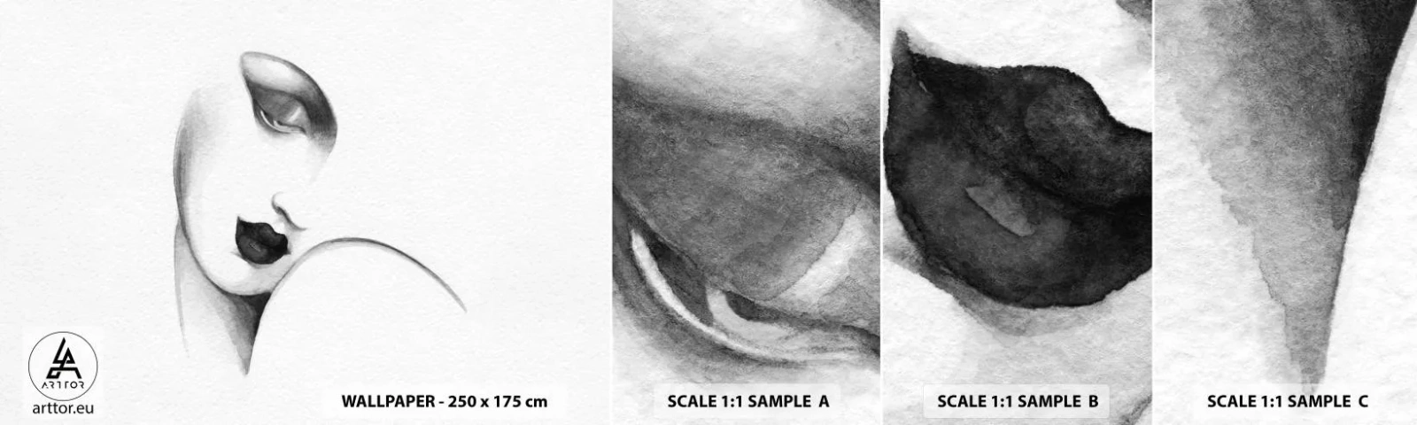 Vzor Fototapety Samolepicí Deluxe Sticker - Ve stylu Lempické - Portrét ženy, ženská tvář, Kus - 100x30 cm