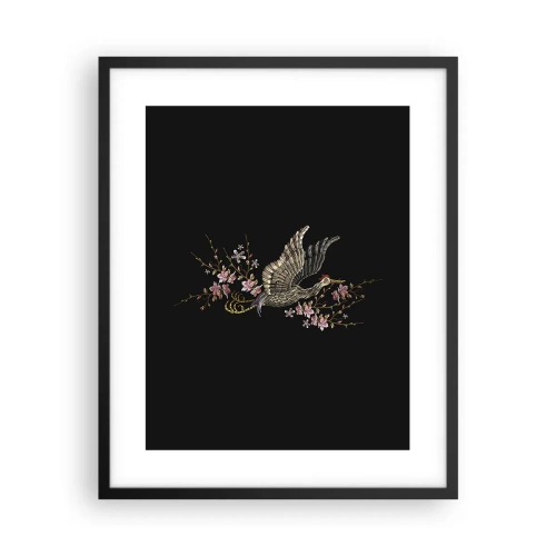 Plakát v černém rámu - Exotický vyšívaný pták - 40x50 cm