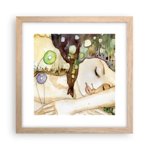 Plakát v rámu světlý dub - Smaragdově-fialový sen - 30x30 cm