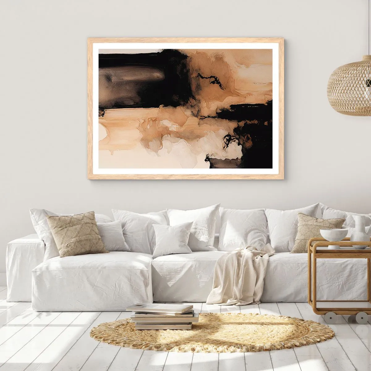 Plakát v rámu světlý dub - Poutavá abstrakce - 100x70 cm