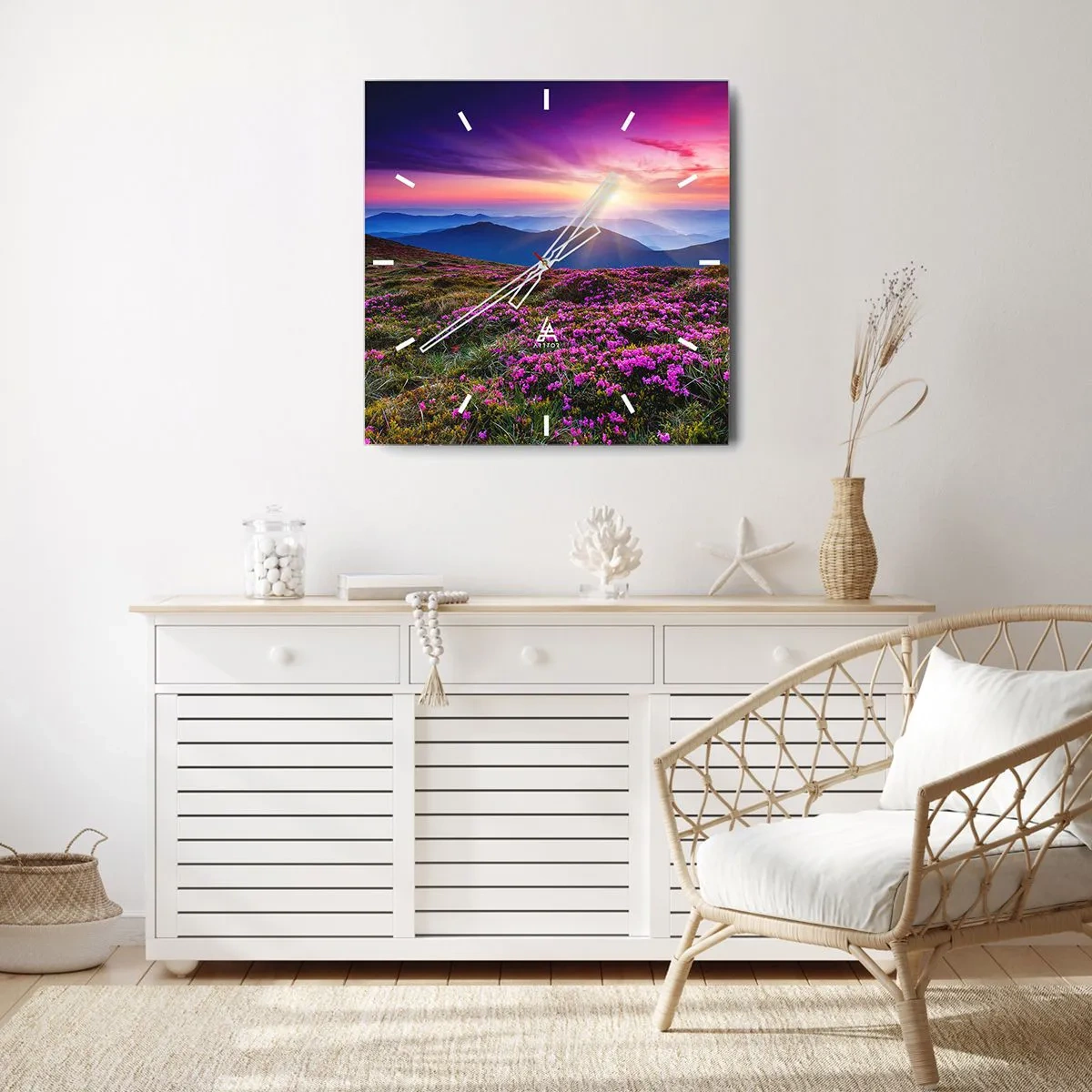 Nástěnné hodiny - Zavoněly svěží pupeny bylinek z obilných polí - 40x40 cm