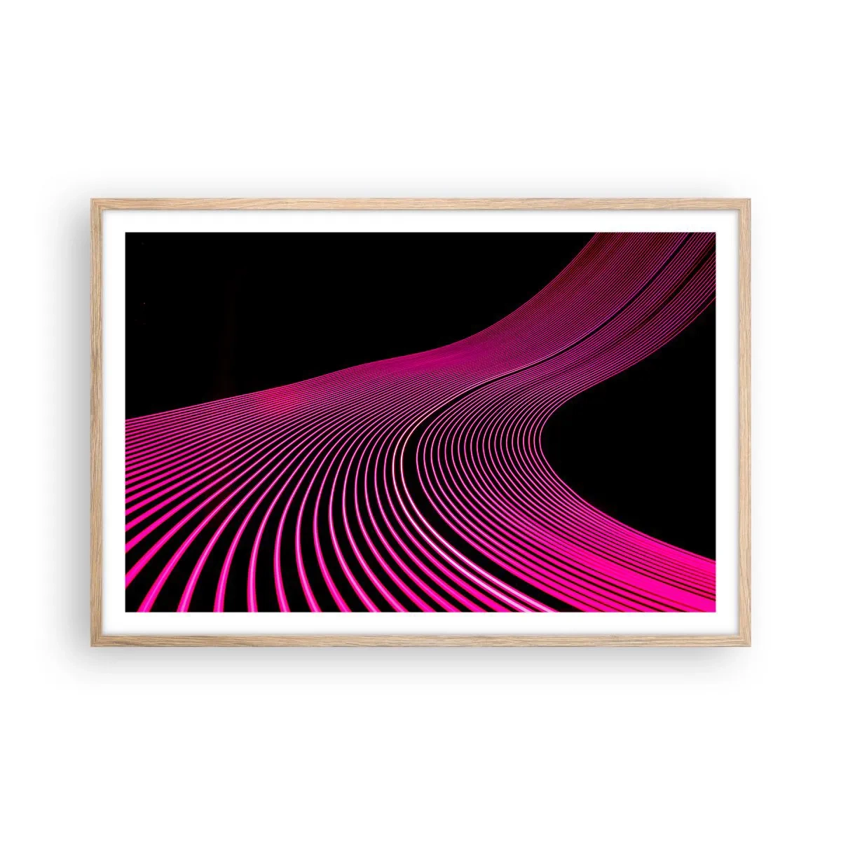 Plakát v rámu světlý dub - Alej světla - 91x61 cm