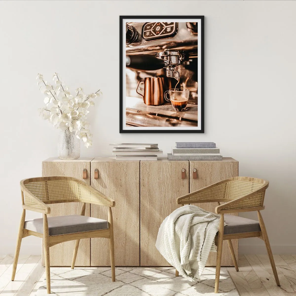Plakát v černém rámu - Jas kávy - 70x100 cm