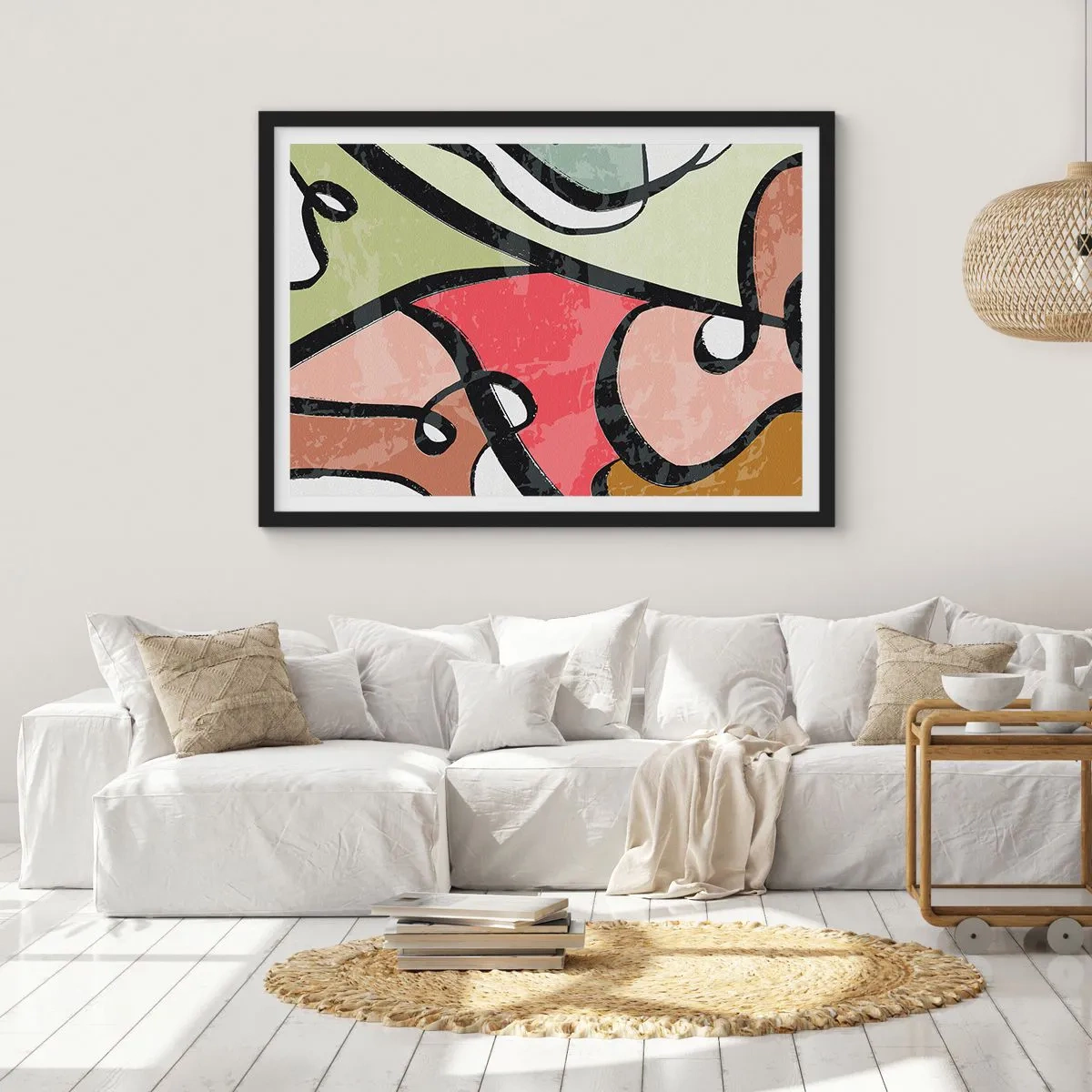Plakát v černém rámu - Piruety uprostřed barev - 70x50 cm