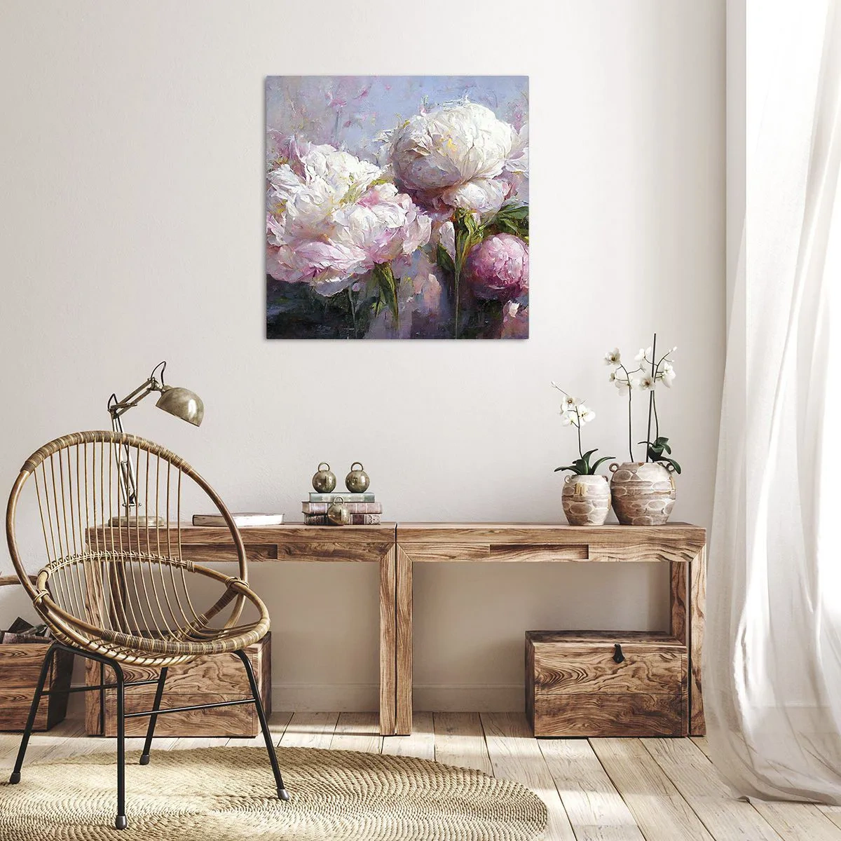 Obraz na plátně - Kytice překypující životem - 30x30 cm