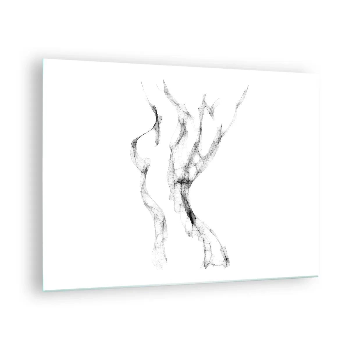 Obraz na skle - Abstraktní ženský obrys z černých, kouřových linií - 70x50cm - Krásná a silná - Moderní nástěnná dekorace do obývacího pokoje a ložnice ARTTOR