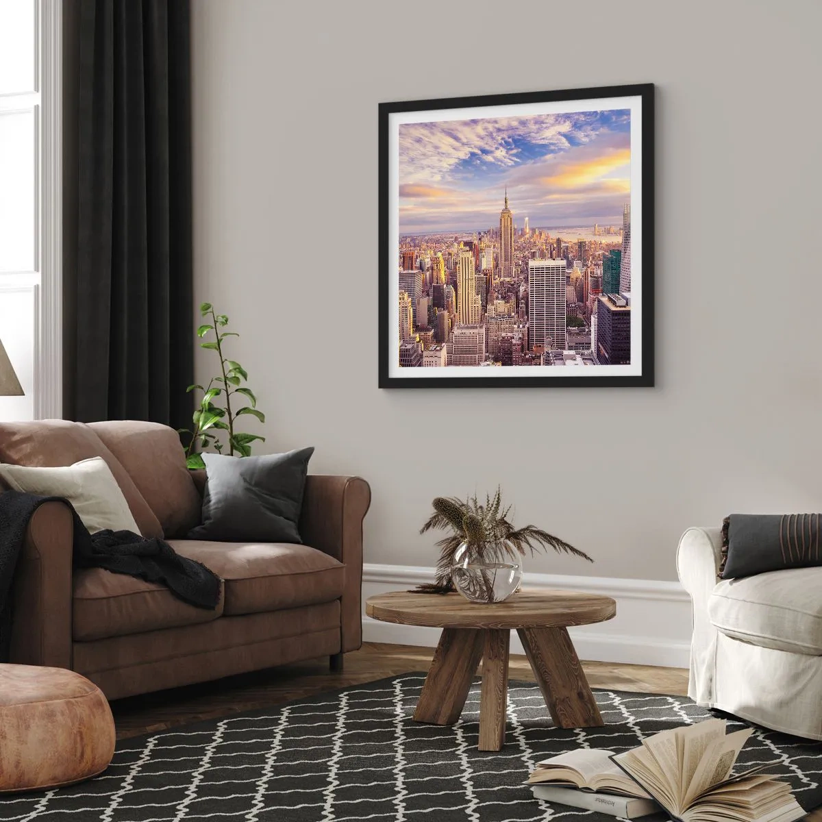 Plakát v černém rámu - Dosáhnout samotná oblaka - 50x50 cm