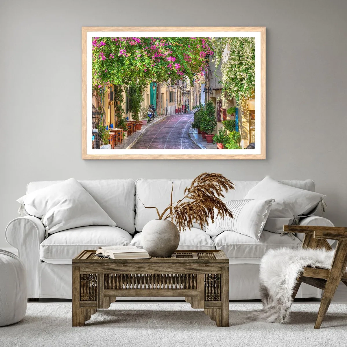 Plakát v rámu světlý dub - Kvetoucí zákoutí - 50x40 cm