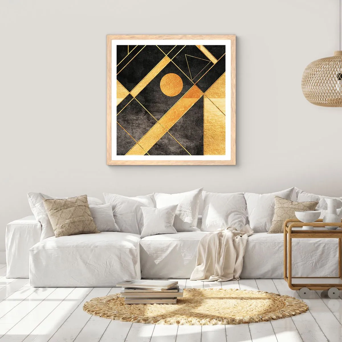 Plakát v rámu světlý dub - Slunce pouště - 40x40 cm
