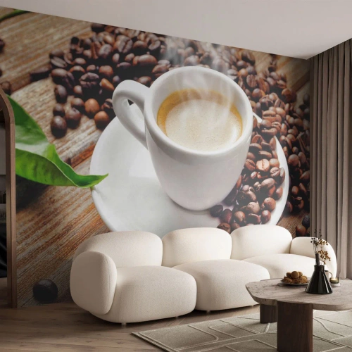 Fototapeta Standard Eco - Káva na lavici - Gastronomie, Káva, Pohár - 150x105 cm