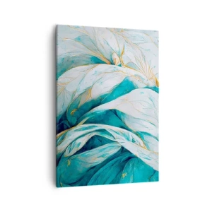 Obraz na plátně - Modrá abstrakce se zlatým motivem - 50x70 cm