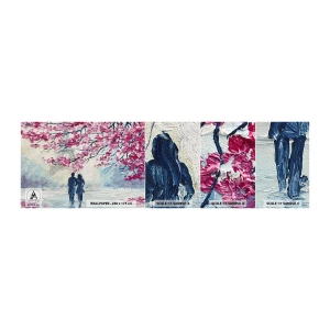 Fototapeta Vzorek Standard Eco - Romantická procházka - Paříž, Eiffelova věž, Zamilovaný pár - 100x30 cm