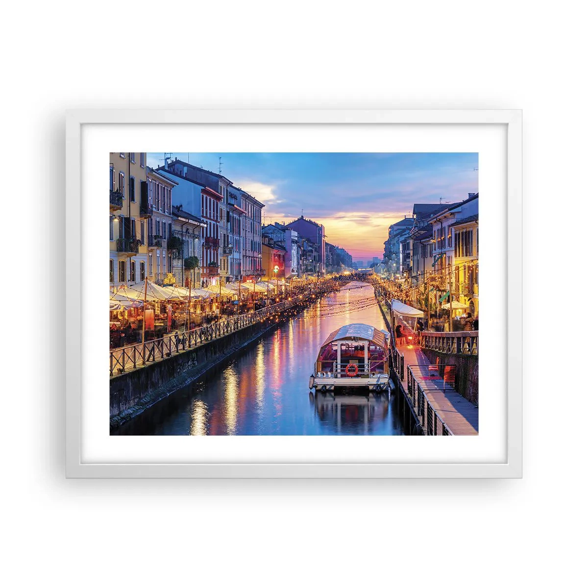 Plakát v bílém rámu - Večer plný světla a zábavy - 50x40 cm