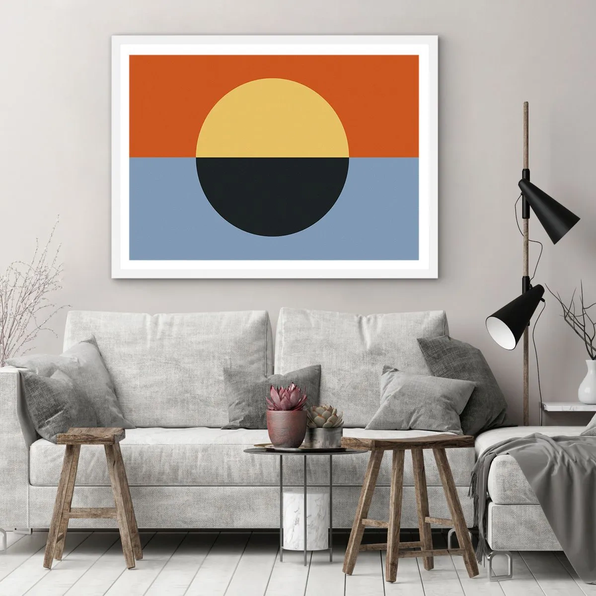 Plakát v bílém rámu - Kompozice tepla a chladu - 70x50 cm