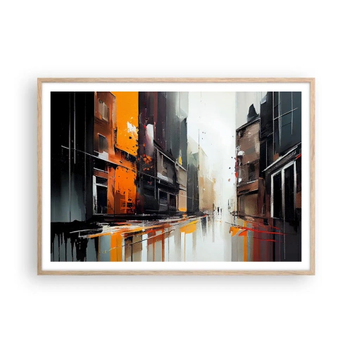 Plakát v rámu světlý dub - Deštivý den - 100x70 cm