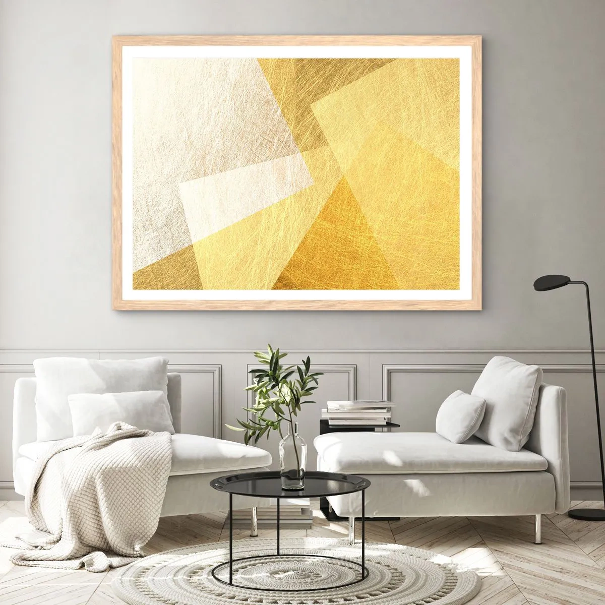 Plakát v rámu světlý dub - Počasí geometrie - 100x70 cm