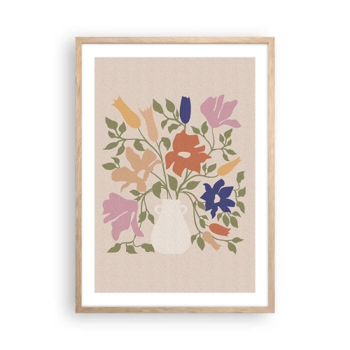 Plakát v rámu světlý dub - Jemná kytice - 50x70 cm