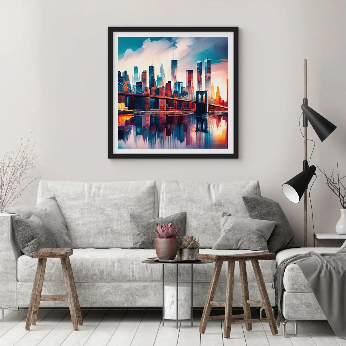 Plakát v černém rámu - Famózní New York - 40x40 cm